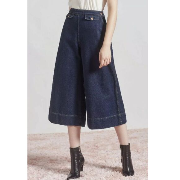 Current/Elliott Women's Size 24 Blue THE COLETTE CULOTTE Jeans NWT - Picture 1 of 13